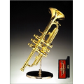 Gold Brass Trumpet Miniature with Stand & Case 4.5"H
